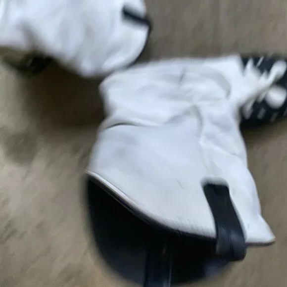 Vintage 1970s Womens Black and White Leather Mid Calf Cowboy Boots - Picture 2 of 10